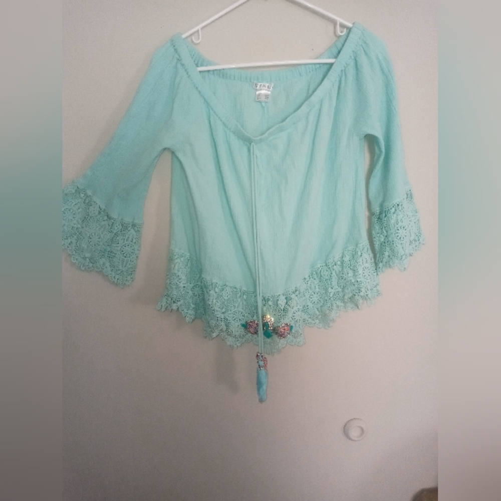 Venus size small off shoulder top with beautiful beading at bottom